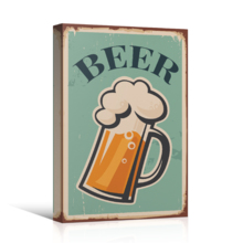 Canvas Wall Art - Beer on Vintage Background - Gallery Wrap Modern Home Art | Ready to Hang - 12x18 inches