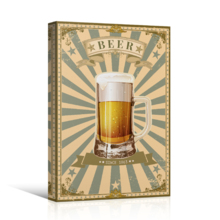 Canvas Wall Art - Beer on Vintage Background - Gallery Wrap Modern Home Art | Ready to Hang - 16x24 inches