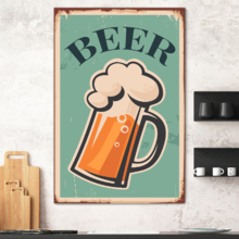Canvas Wall Art - Beer on Vintage Background - Gallery Wrap Modern Home Art | Ready to Hang - 24x36 inches