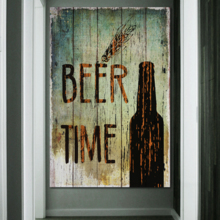 Canvas Wall Art - Beer Time on Vintage Wood Style Background - Gallery Wrap Modern Home Art | Ready to Hang - 12x18 inches