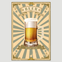 Canvas Wall Art - Beer on Vintage Background - Gallery Wrap Modern Home Art | Ready to Hang - 12x18 inches