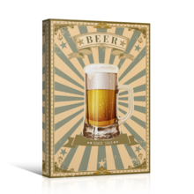 Canvas Wall Art - Beer on Vintage Background - Gallery Wrap Modern Home Art | Ready to Hang - 12x18 inches