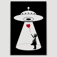 UFO Abducting Balloon From There Is Hope Girl by Banksy