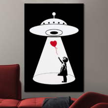 UFO Abducting Balloon From There Is Hope Girl by Banksy