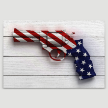 Canvas Wall Art - Gun with The American Flag Pattern - Gallery Wrap Modern Home Art | Ready to Hang - 32x48 inches
