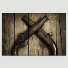 Canvas Wall Art - Two Vintage Style Hand Guns - Gallery Wrap Modern Home Art | Ready to Hang - 24x36 inches