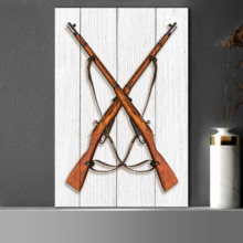 Canvas Wall Art - Vintage Old Rifle on Wood Style Background - Gallery Wrap Modern Home Art | Ready to Hang - 16x24 inches