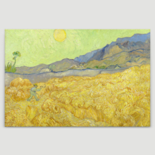 Wheatfield with a Reaper by Vincent Van Gogh - Canvas Print Wall Art Famous Painting Reproduction - 32" x 48"