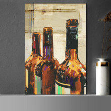 Canvas Wall Art - Colorful Painting with Bottle of Wine,Illustration - Gallery Wrap Modern Home Art | Ready to Hang - 12x18 inches