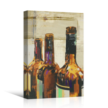 Canvas Wall Art - Colorful Painting with Bottle of Wine,Illustration - Gallery Wrap Modern Home Art | Ready to Hang - 12x18 inches