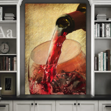 Canvas Wall Art - Red Wine Being Poured into Wine Glass - Gallery Wrap Modern Home Art | Ready to Hang - 12x18 inches