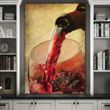 Canvas Wall Art - Red Wine Being Poured into Wine Glass - Gallery Wrap Modern Home Art | Ready to Hang - 16x24 inches