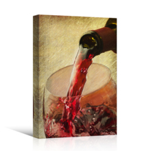 Canvas Wall Art - Red Wine Being Poured into Wine Glass - Gallery Wrap Modern Home Art | Ready to Hang - 16x24 inches