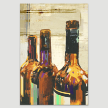 Canvas Wall Art - Colorful Painting with Bottle of Wine,Illustration - Gallery Wrap Modern Home Art | Ready to Hang - 24x36 inches
