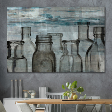 Canvas Wall Art - Empty Glass Bottles on Abstract Background - Gallery Wrap Modern Home Art | Ready to Hang - 12x18 inches