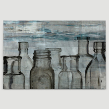 Canvas Wall Art - Empty Glass Bottles on Abstract Background - Gallery Wrap Modern Home Art | Ready to Hang - 12x18 inches