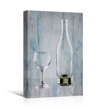 Canvas Wall Art - Empty Glass Bottles on Vintage Wood Style Background - Gallery Wrap Modern Home Art | Ready to Hang - 12x18 inches