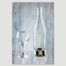 Canvas Wall Art - Empty Glass Bottles on Vintage Wood Style Background - Gallery Wrap Modern Home Art | Ready to Hang - 12x18 inches