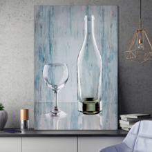 Canvas Wall Art - Empty Glass Bottles on Vintage Wood Style Background - Gallery Wrap Modern Home Art | Ready to Hang - 32x48 inches