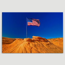Canvas Wall Art - American Flag in Grand Canyon, USA - Gallery Wrap Modern Home Art | Ready to Hang - 12x18 inches