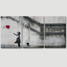 Made to Last, Incredible Style, There is Always Hope Girl and Red Heart Balloon Street Art Guerilla x3 Panels
