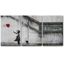 Premium Creation, Majestic Handicraft, There is Always Hope Girl and Red Heart Balloon Street Art Guerilla x3 Panels