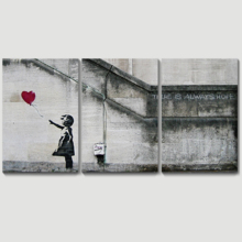 Premium Creation, Majestic Handicraft, There is Always Hope Girl and Red Heart Balloon Street Art Guerilla x3 Panels