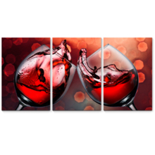 Red Wine Glass Cheers - Canvas Art Wall Art - 24"x36"x3 Panels