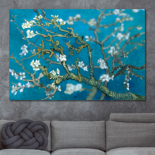 Canvas Wall Art - Classic Van Gogh Painting Almond Blossoms Retouched | Modern Giclee Print Gallery Wrap Home Art Ready to Hang - 32x48 inches
