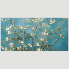 3 Piece Canvas Wall Art - Van Gogh's Masterpiece Almond Blossoms Retouched - Modern Home Art Stretched and Framed Ready to Hang - 24"x36"x3 Panels