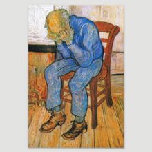 at Eternity's Gate (or Sorrowing Old Man) by Vincent Van Gogh - Oil Painting Reproduction on Canvas Prints Wall Art, Ready to Hang - 32" x 48"