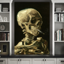 Skull Of A Skeleton Smoking by Van Gogh - Canvas Print