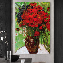 Red Poppies and Daisies by Vincent Van Gogh - Oil Painting Reproduction on Canvas Prints Wall Art, Ready to Hang - 32" x 48"