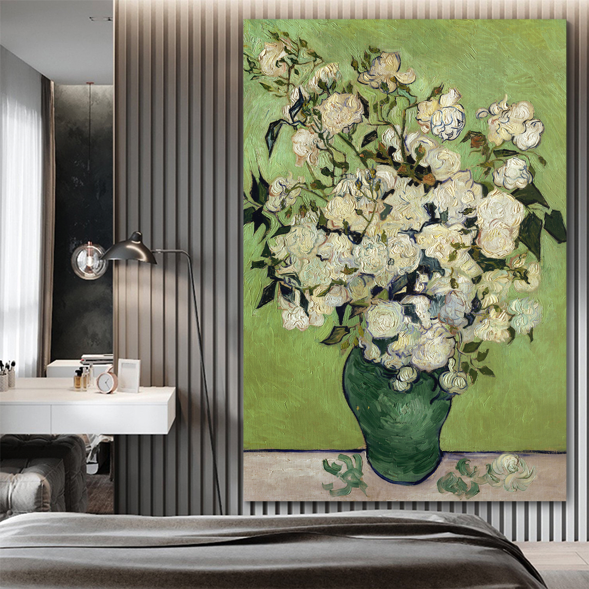 Irises and Roses by Vincent Van Gogh - Oil Painting Reproduction on Canvas Prints Wall Art, Ready to Hang - 32