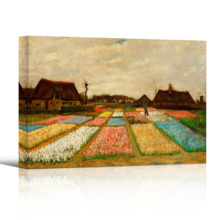 Bulb Fields (Also Called Flower Beds in Holland) by Vincent Van Gogh - Oil Painting Reproduction on Canvas Prints Wall Art, Ready to Hang - 12x18 inches