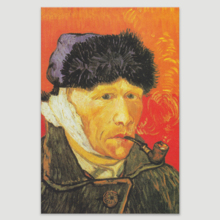 Portrait with Bandaged Ear by Vincent Van Gogh - Oil Painting Reproduction on Canvas Prints Wall Art, Ready to Hang - 12x18 inches