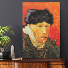 Portrait with Bandaged Ear by Vincent Van Gogh - Oil Painting Reproduction on Canvas Prints Wall Art, Ready to Hang - 12x18 inches