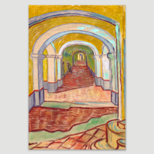 Corridor in The Asylum by Vincent Van Gogh - Oil Painting Reproduction on Canvas Prints Wall Art, Ready to Hang - 16x24 inches