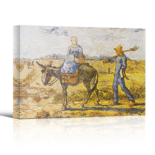 Morning: Peasant Couple Going to Work (After Millet) by Vincent Van Gogh - Oil Painting Reproduction on Canvas Prints Wall Art, Ready to Hang - 16x24 inches