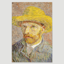Self Portrait a Straw Hat Vincent Van Gogh - Oil Painting Reproduction on Canvas Prints Wall Art, Ready to Hang - 12x18 inches