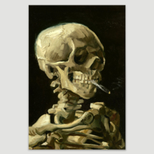 Smoking Skeleton Skull (Burning Cigarette) by Van Gogh - Canvas Print