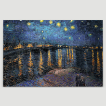 Starry Night Over The Rhone Vincent Van Gogh - Oil Painting Reproduction on Canvas Prints Wall Art, Ready to Hang - 16x24 inches