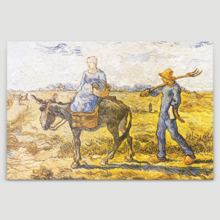 Morning: Peasant Couple Going to Work (After Millet) by Vincent Van Gogh - Oil Painting Reproduction on Canvas Prints Wall Art, Ready to Hang - 12x18 inches