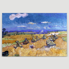 Wheat Fields with Reaper, Auvers by Vincent Van Gogh - Oil Painting Reproduction on Canvas Prints Wall Art, Ready to Hang - 12x18 inches