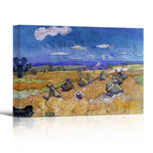 Wheat Fields with Reaper, Auvers by Vincent Van Gogh - Oil Painting Reproduction on Canvas Prints Wall Art, Ready to Hang - 12x18 inches