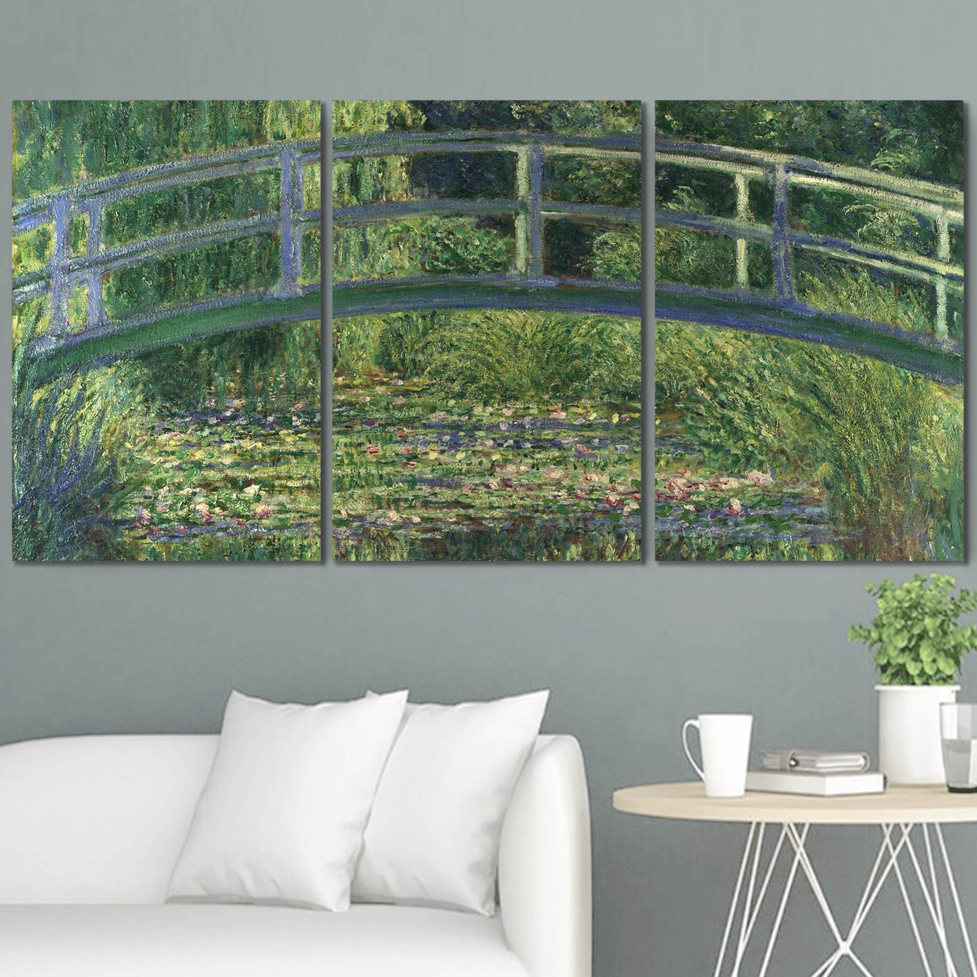 The Water-Lily Pond by Claude Monet - 3 Panel Canvas Art