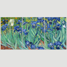 3 Panel Canvas Wall Art - Irises by Vincent Van Gogh - Giclee Print Gallery Wrap Modern Home Art Ready to Hang - 16"x24" x 3 Panels