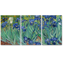 3 Panel Canvas Wall Art - Irises by Vincent Van Gogh - Giclee Print Gallery Wrap Modern Home Art Ready to Hang - 16"x24" x 3 Panels