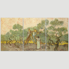3 Panel Canvas Wall Art - Women Picking Olives by Vincent Van Gogh - Giclee Print Gallery Wrap Modern Home Art Ready to Hang - 24"x36" x 3 Panels