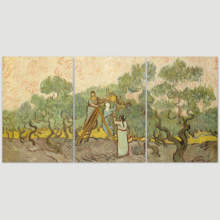 3 Panel Canvas Wall Art - Women Picking Olives by Vincent Van Gogh - Giclee Print Gallery Wrap Modern Home Art Ready to Hang - 16"x24" x 3 Panels